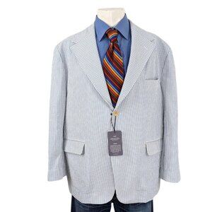 NWT Studiosuits Seersucker Blazer Sport Coat Sports Jacket Size 52 S